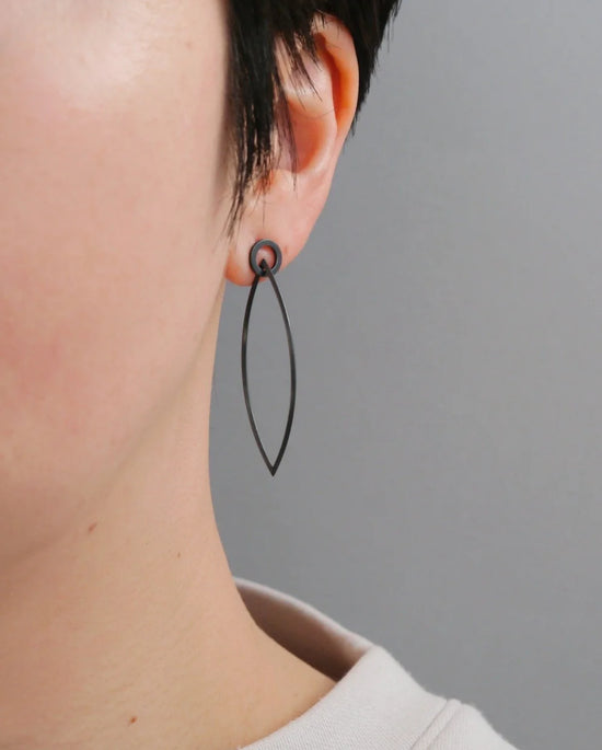 Mizuki Takahashi Oxidised Leaf Drop Earrings