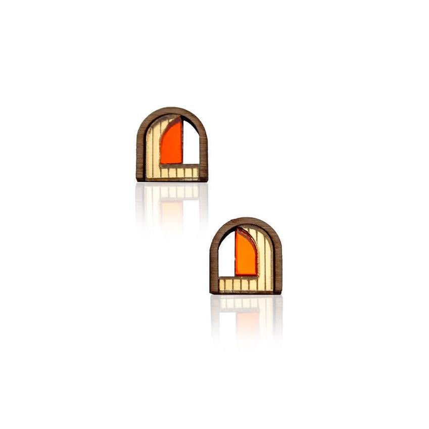 Chalk Jewellery Mini Window Studs in Orange