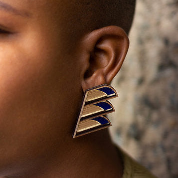 Chalk Jewellery Statement Balcony Earring in Navy