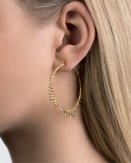 Aurum Large Spiky Hoop Earrings in Gold Plate