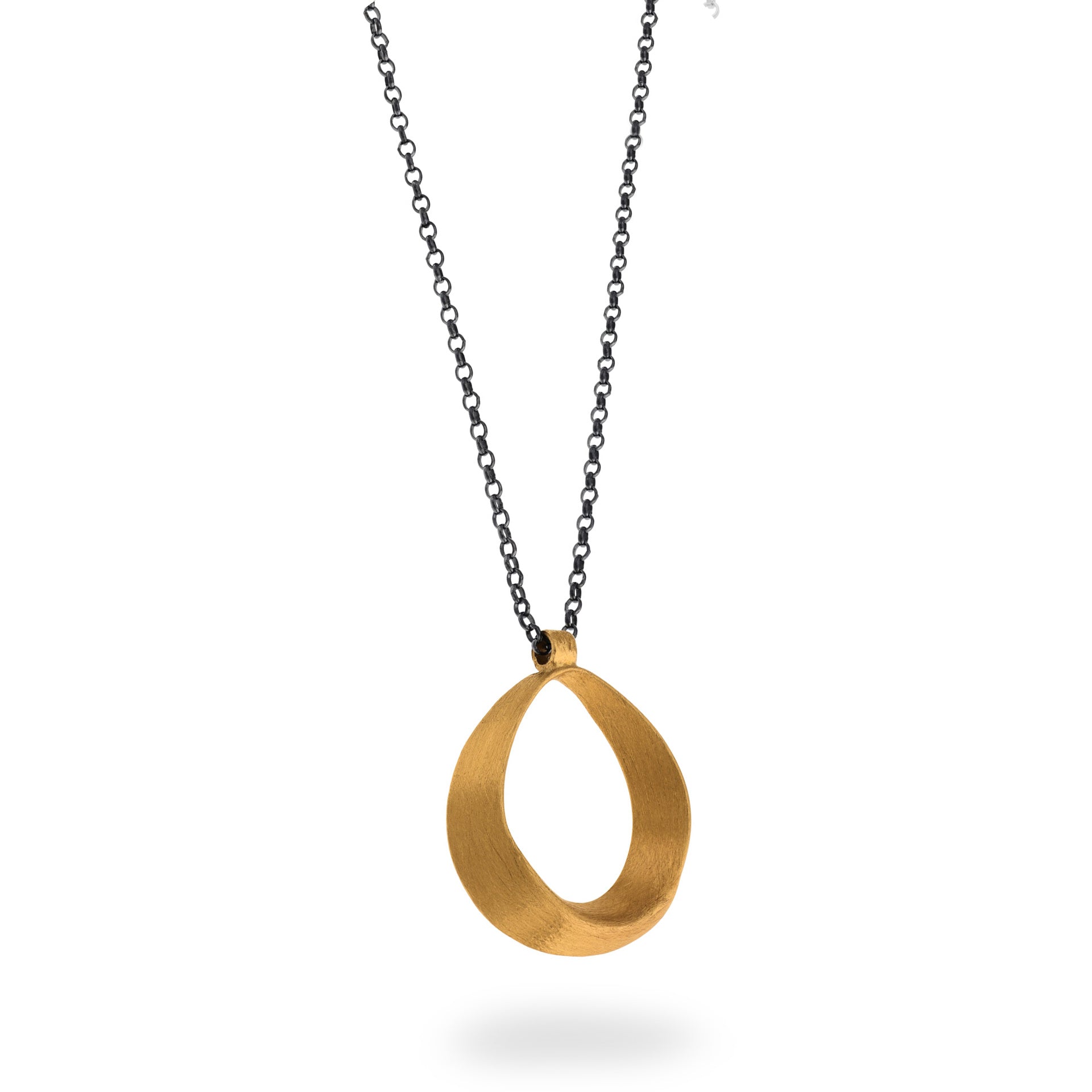 Deco Echo Ribbon Pendant on Oxidised Chain