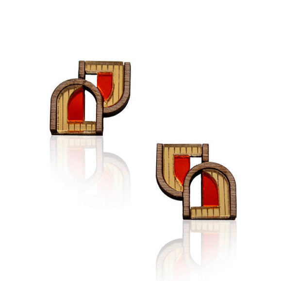 Chalk Jewellery Double Arch Studs in Orange