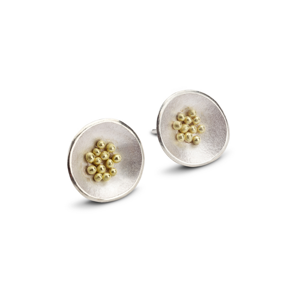 Hannah Bedford Silver Adorn Studs with 18ct Yellow Gold Granules
