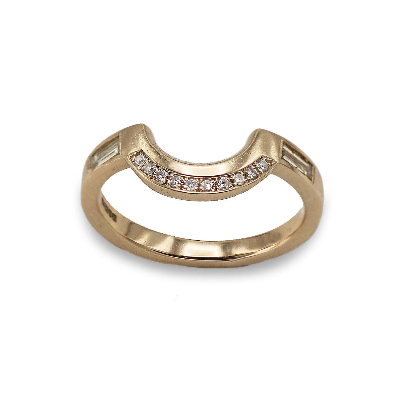 Bespoke - 14ct Yellow Gold Fitted Ring with Baguette Diamonds