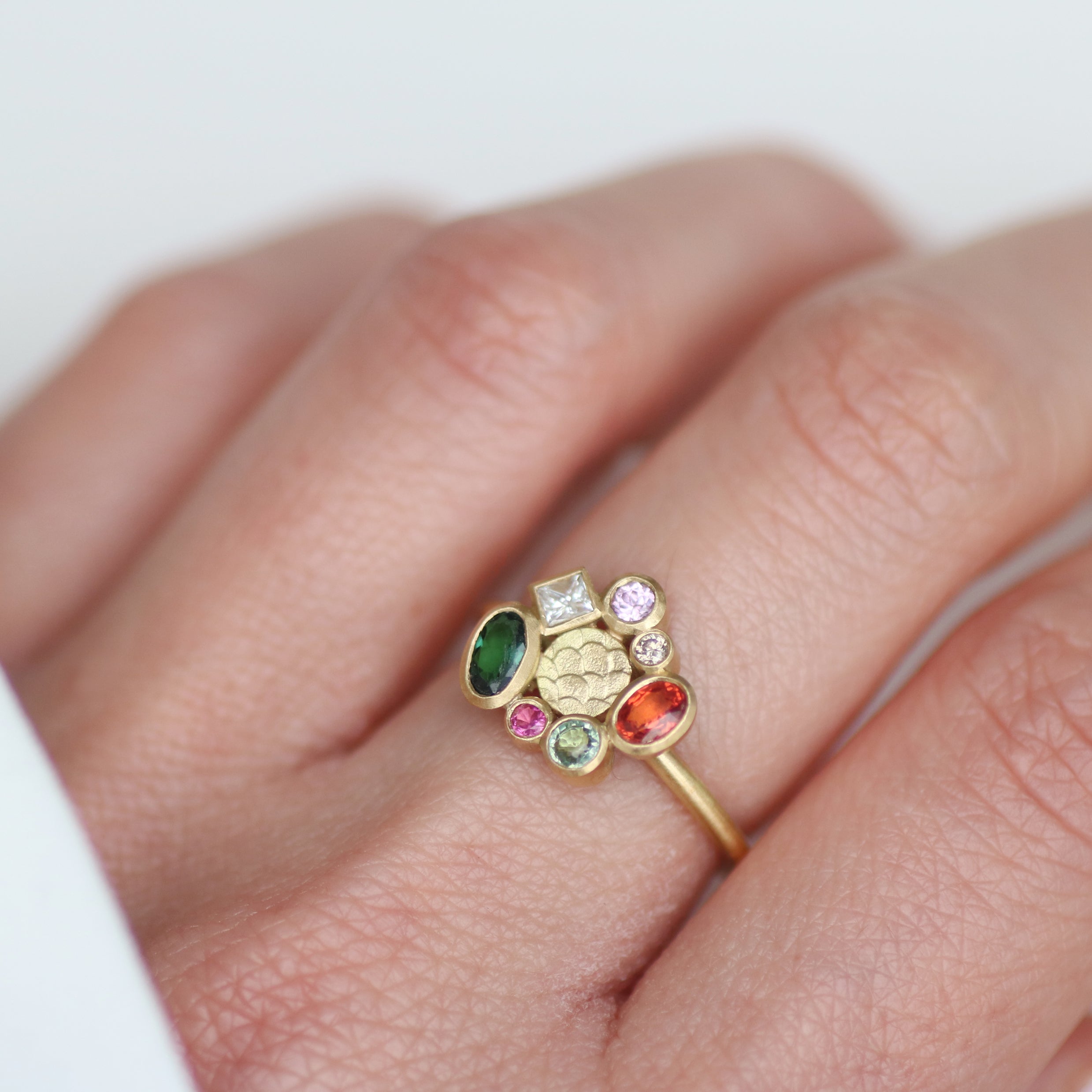 Alison Macleod Happenstance Halo Ring with Teal Tourmaline