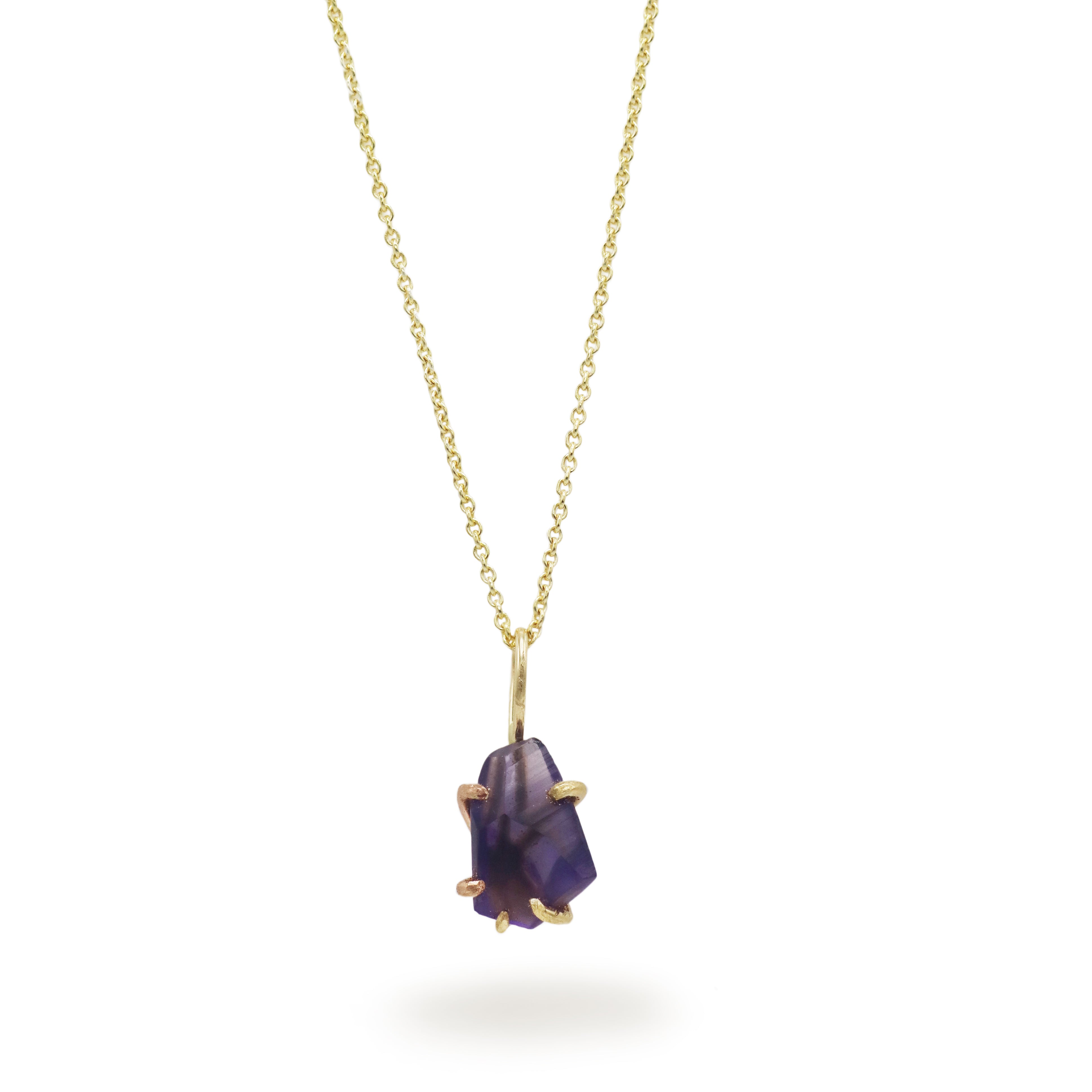 Variance Objects Amethyst Pendant in Rose, White and Yellow Gold