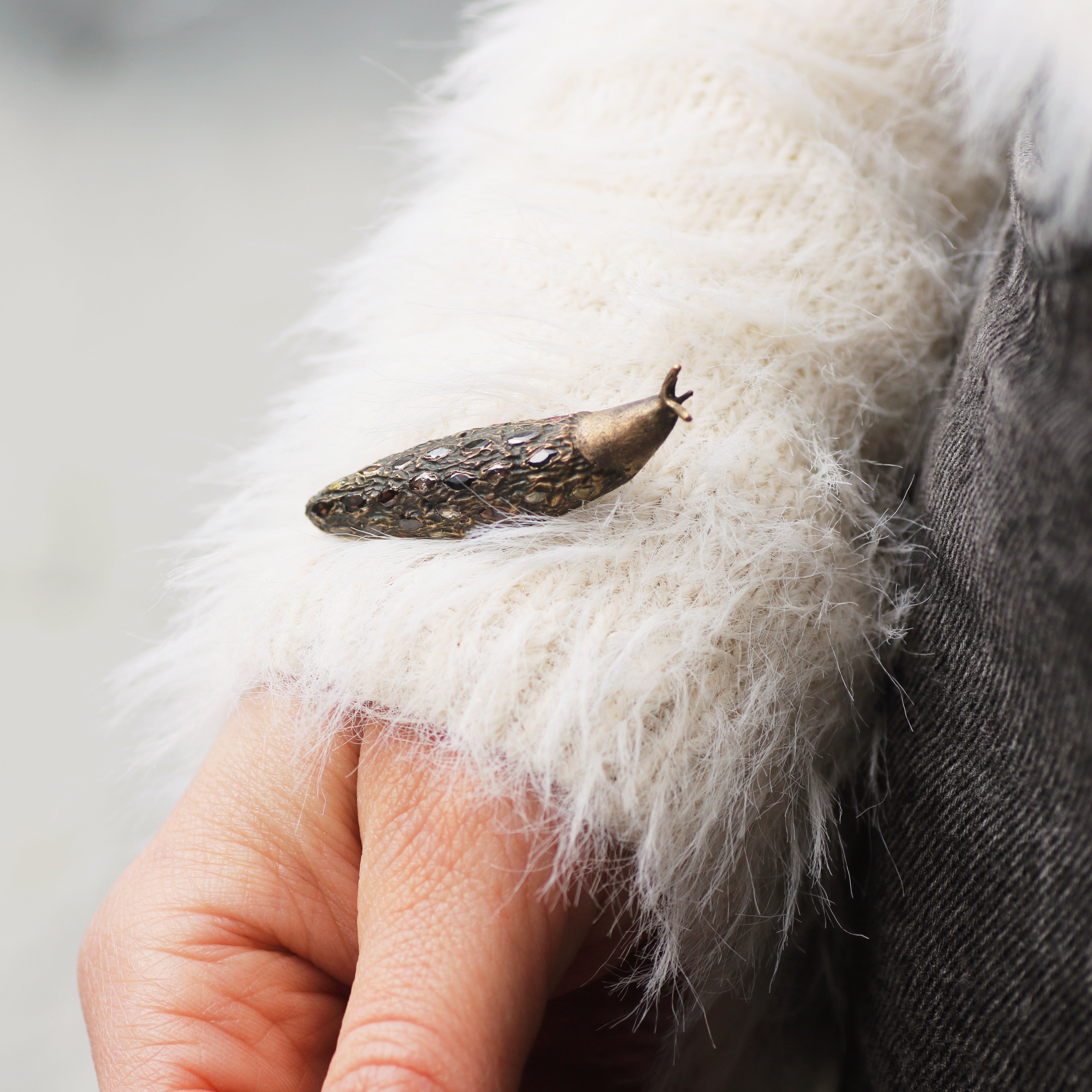 Amy Findlay Bronze Slug Pendant with Gemstones