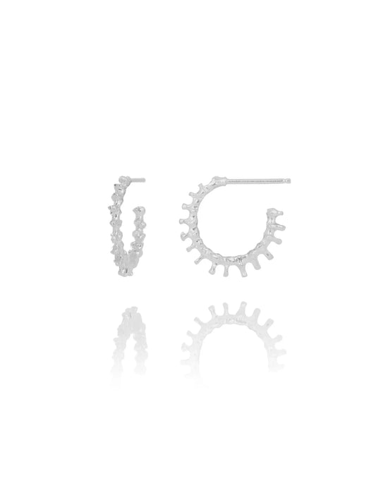 Aurum Small Spiky Hoop Earrings in Silver