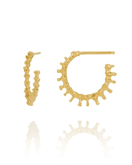 Aurum Small Spiky Hoop Earrings in Gold Plate