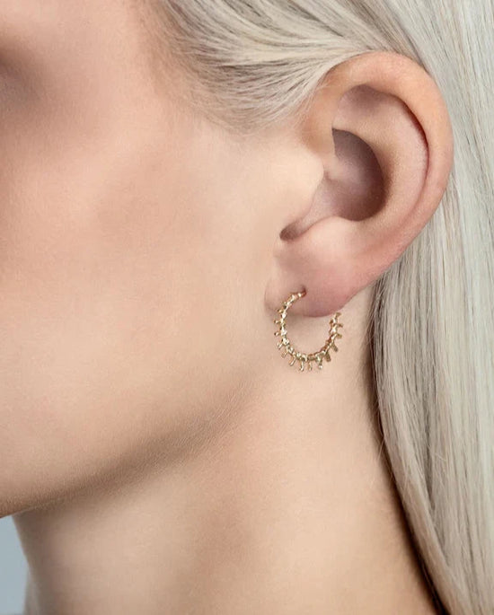 Aurum Small Spiky Hoop Earrings in Gold Plate