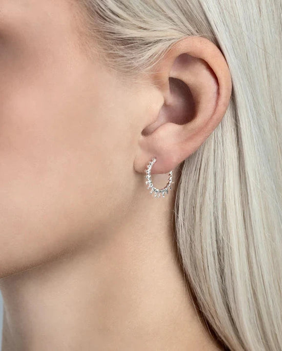 Aurum Small Spiky Hoop Earrings in Silver