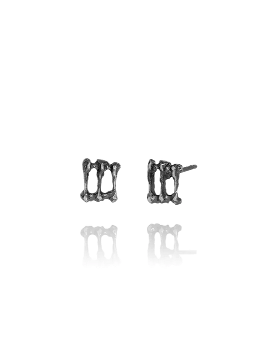 Aurum Asterias Small Oxidised Silver Stud Earrings