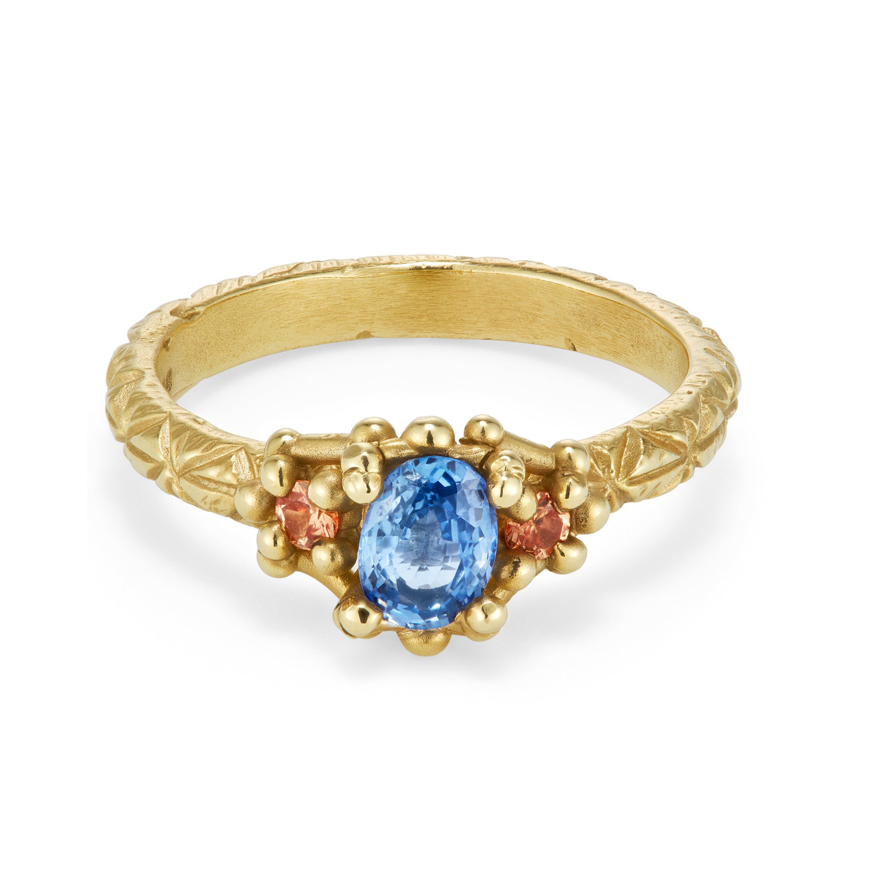 Ciara Bowles 9ct Yellow Gold Blue and Orange Trio Ring