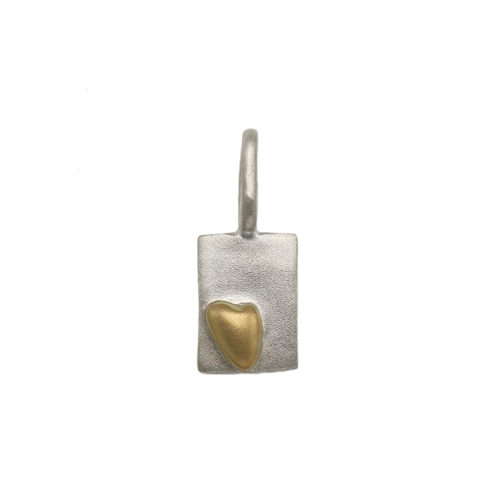 Large Silver 18ct Yellow Gold Heart Charm