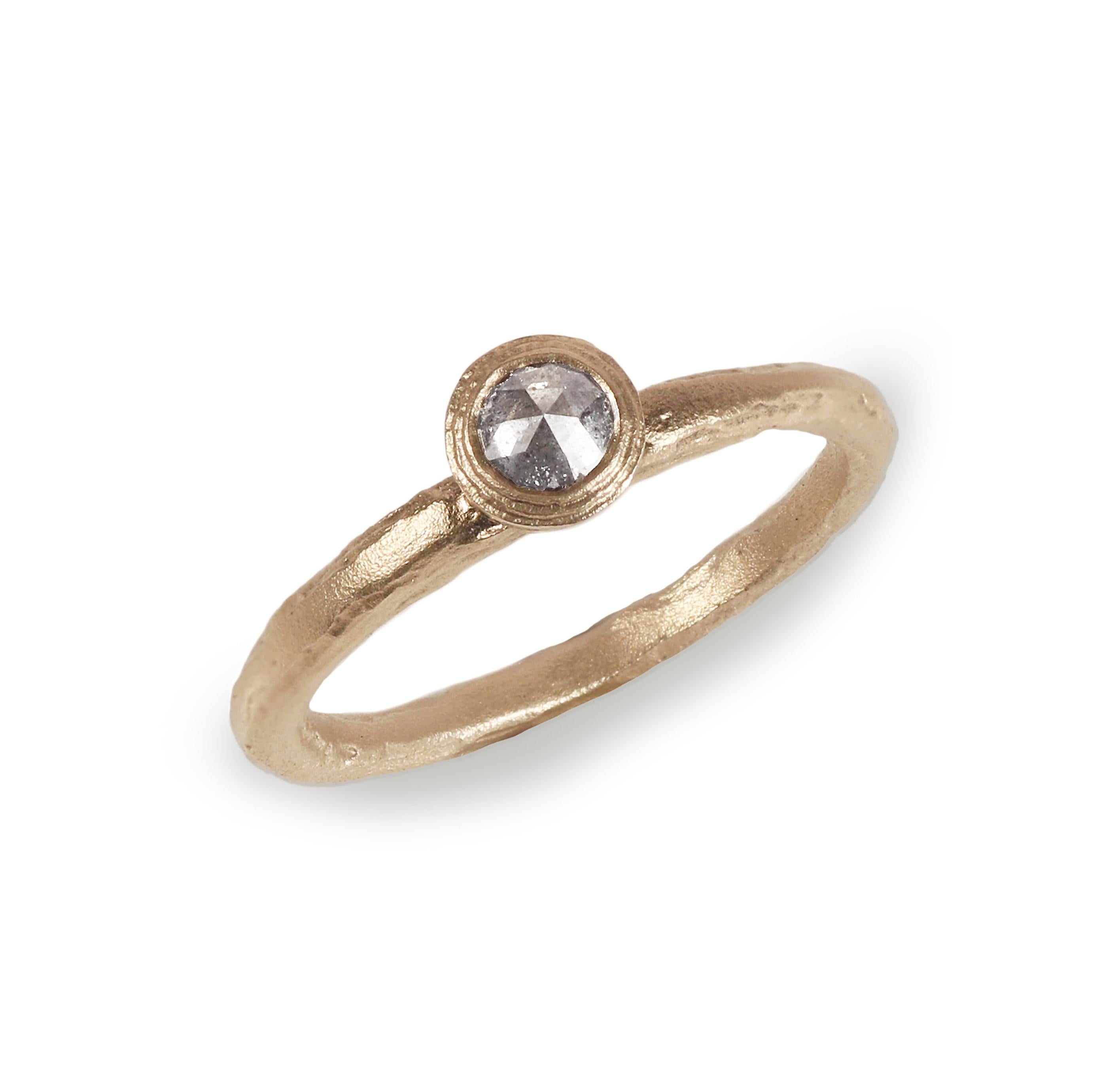 9ct Fairtrade Yellow Gold Ring with Salt and Pepper Diamond