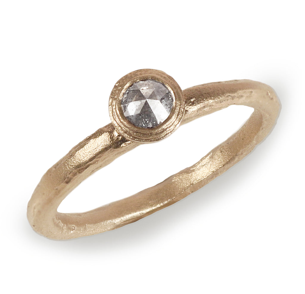 9ct Fairtrade Yellow Gold Ring with Salt and Pepper Diamond