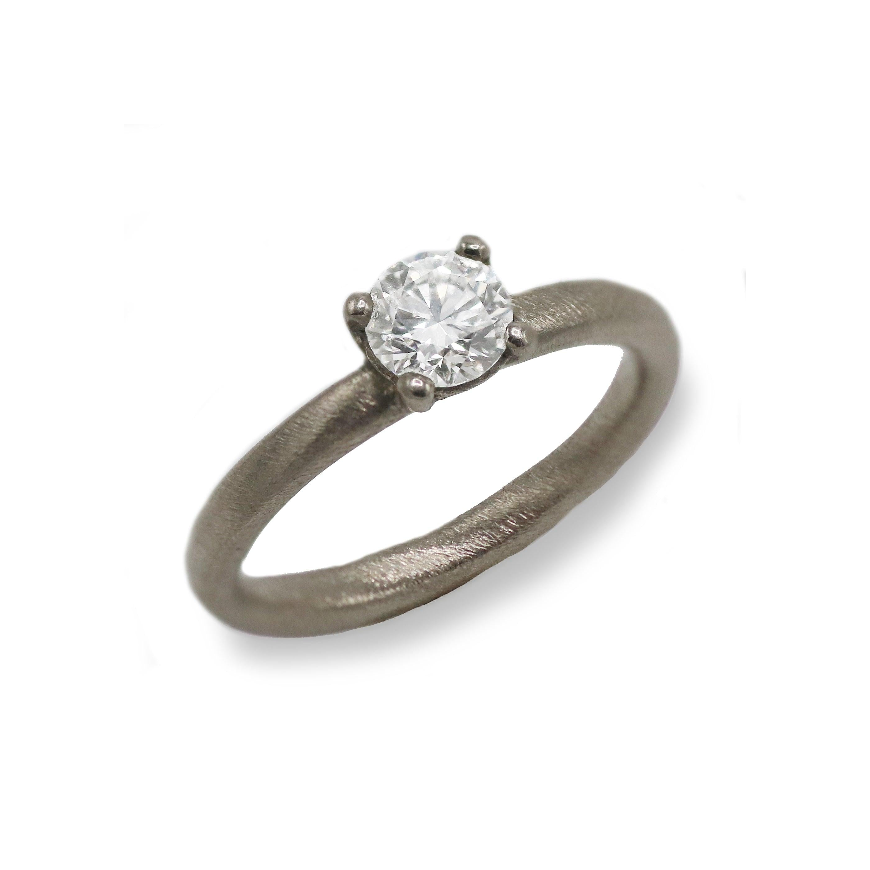 White Gold Solitaire Ring with Claw Set White Diamond