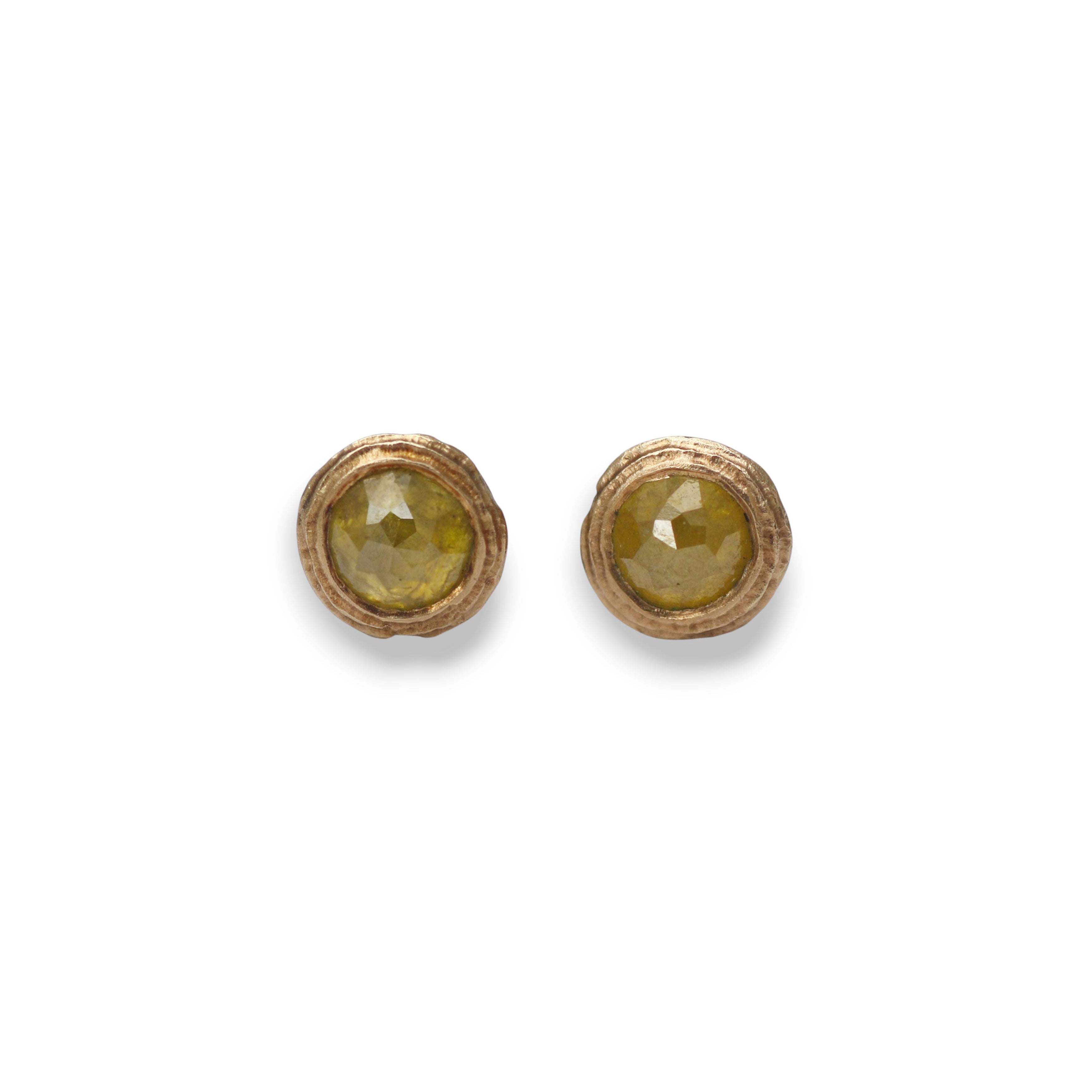 9ct Fairtrade Yellow Gold Studs with Yellow Rose Cut Diamonds