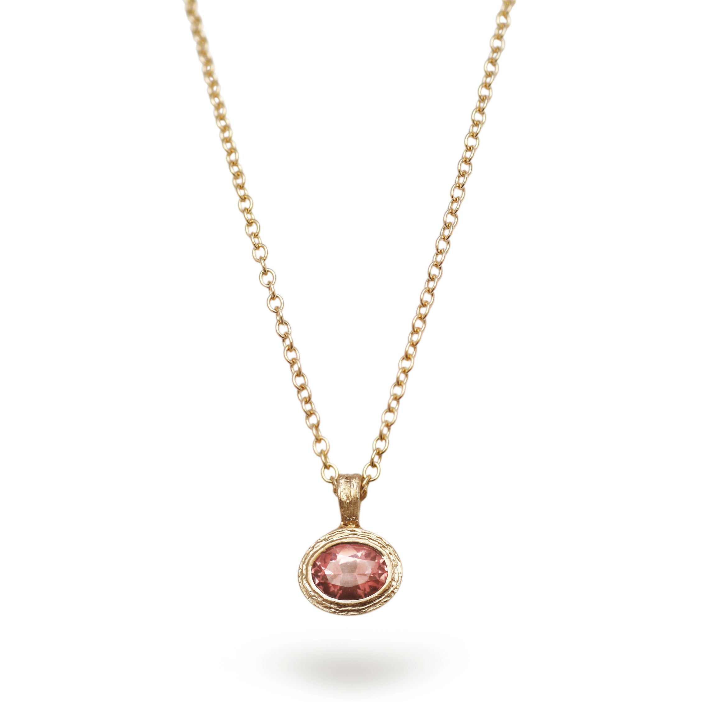 Pink Malaya Garnet and 9ct Fairtrade Yellow Gold Pendant