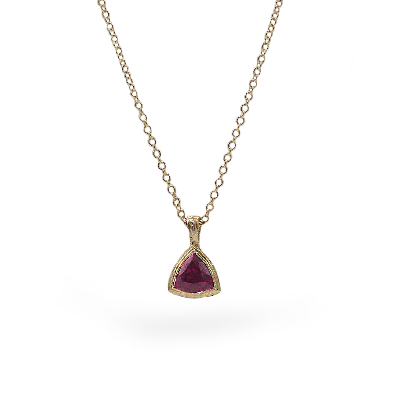 9ct Fairtrade Yellow Gold Necklace with Trillion Cut Garnet