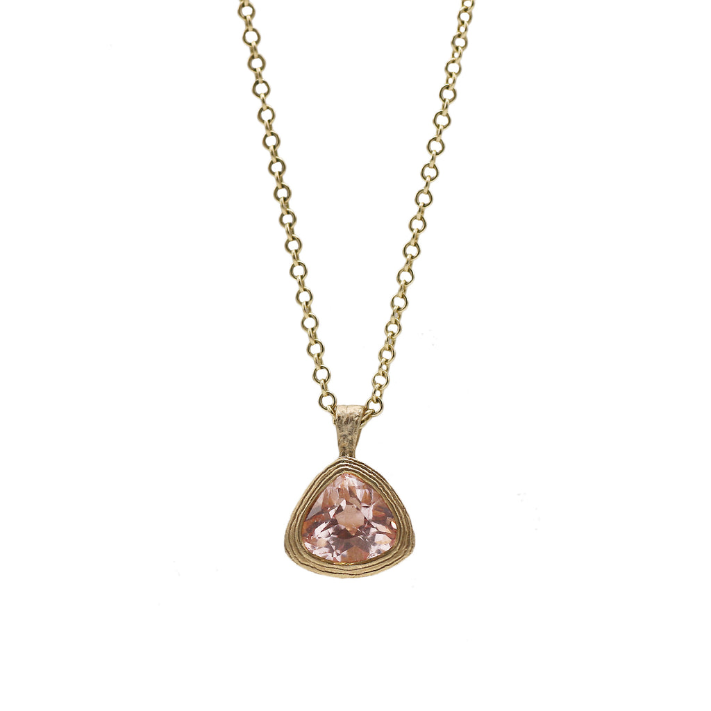 9ct Fairtrade Yellow Gold Necklace with Pink Pear Morganite
