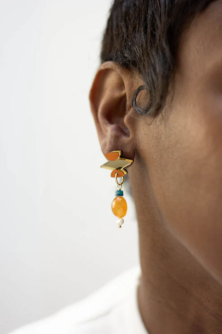 Chalk Jewellery Zaid Carnelian And Pearl Earrings
