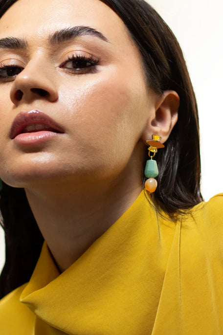 Chalk Jewellery Hiba Carnelian And Aventurine Earrings