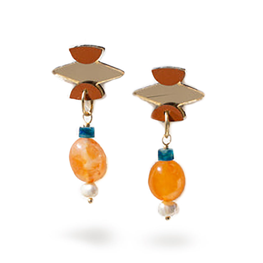 Chalk Jewellery Zaid Carnelian And Pearl Earrings