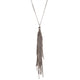 Outlet - Claudia Milic Feather Tassel Necklace in Rhodium Plate