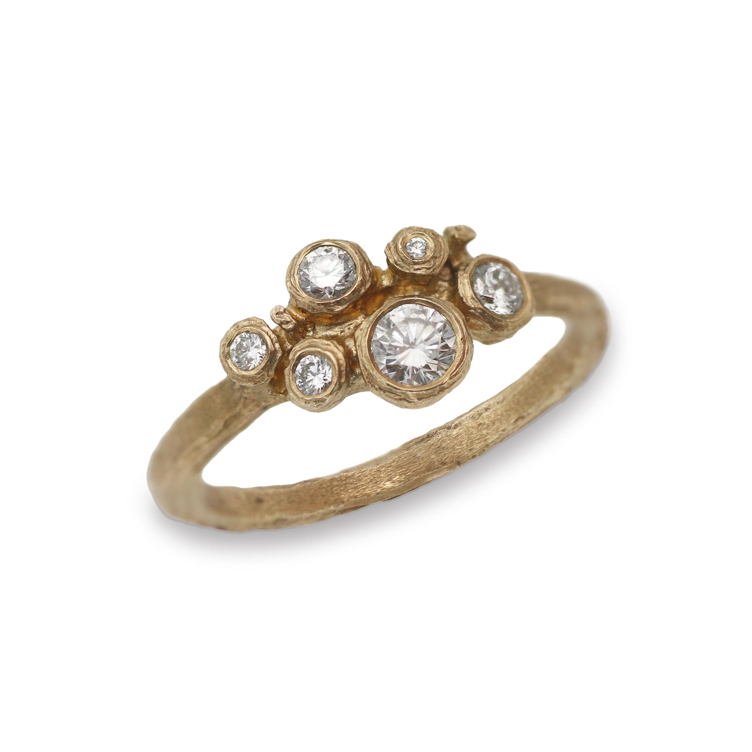 9ct Fairtrade White Gold Multi set Ring with Six White Diamonds