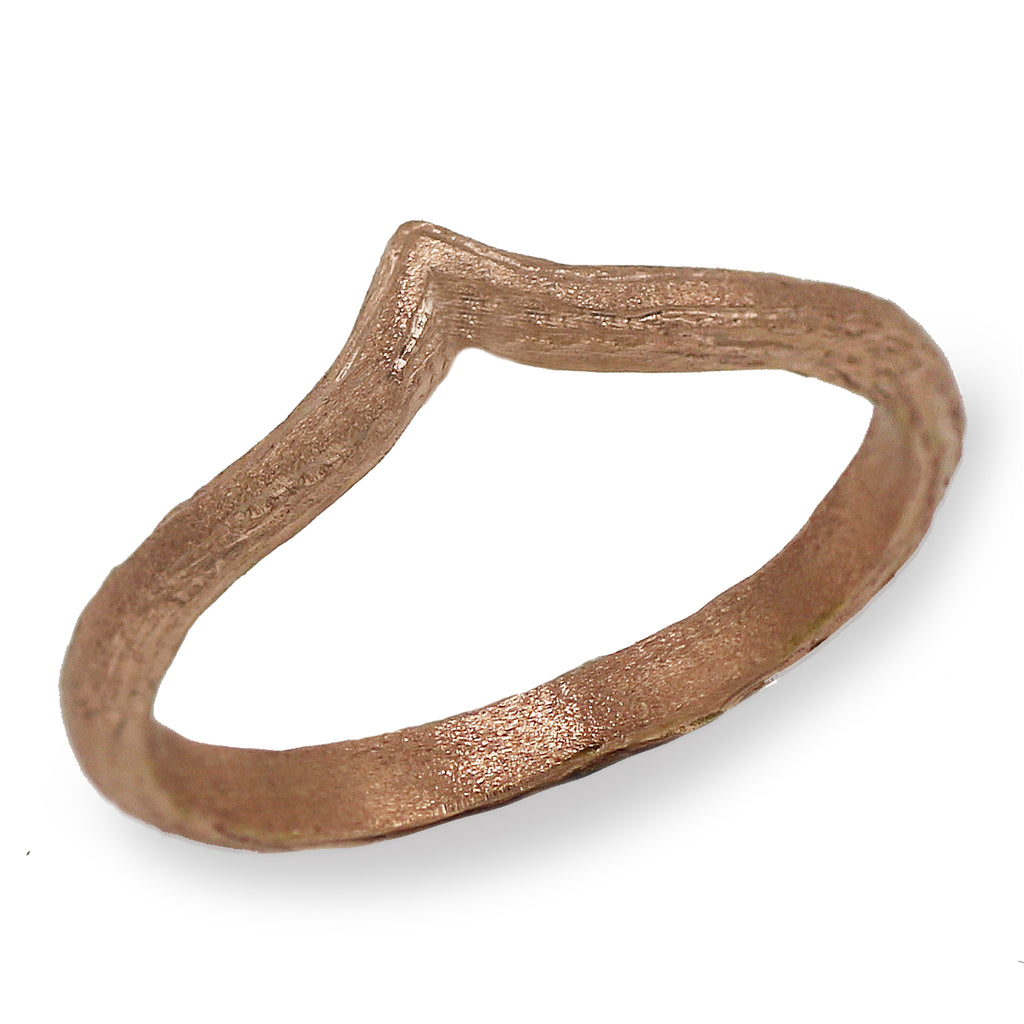 Textured Rose Gold Wishbone Ring