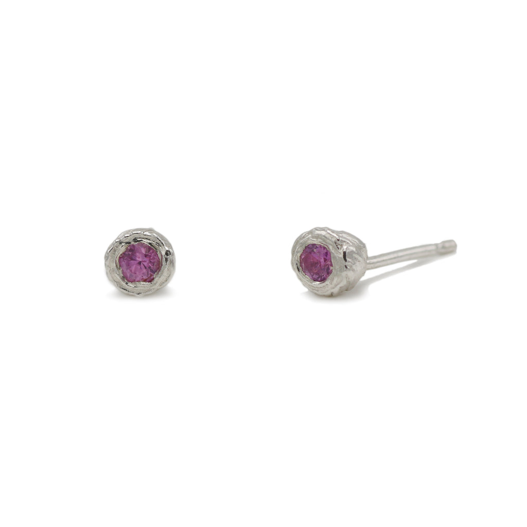 Charlotte Rowenna Silver and Pink Sapphire Ear Studs