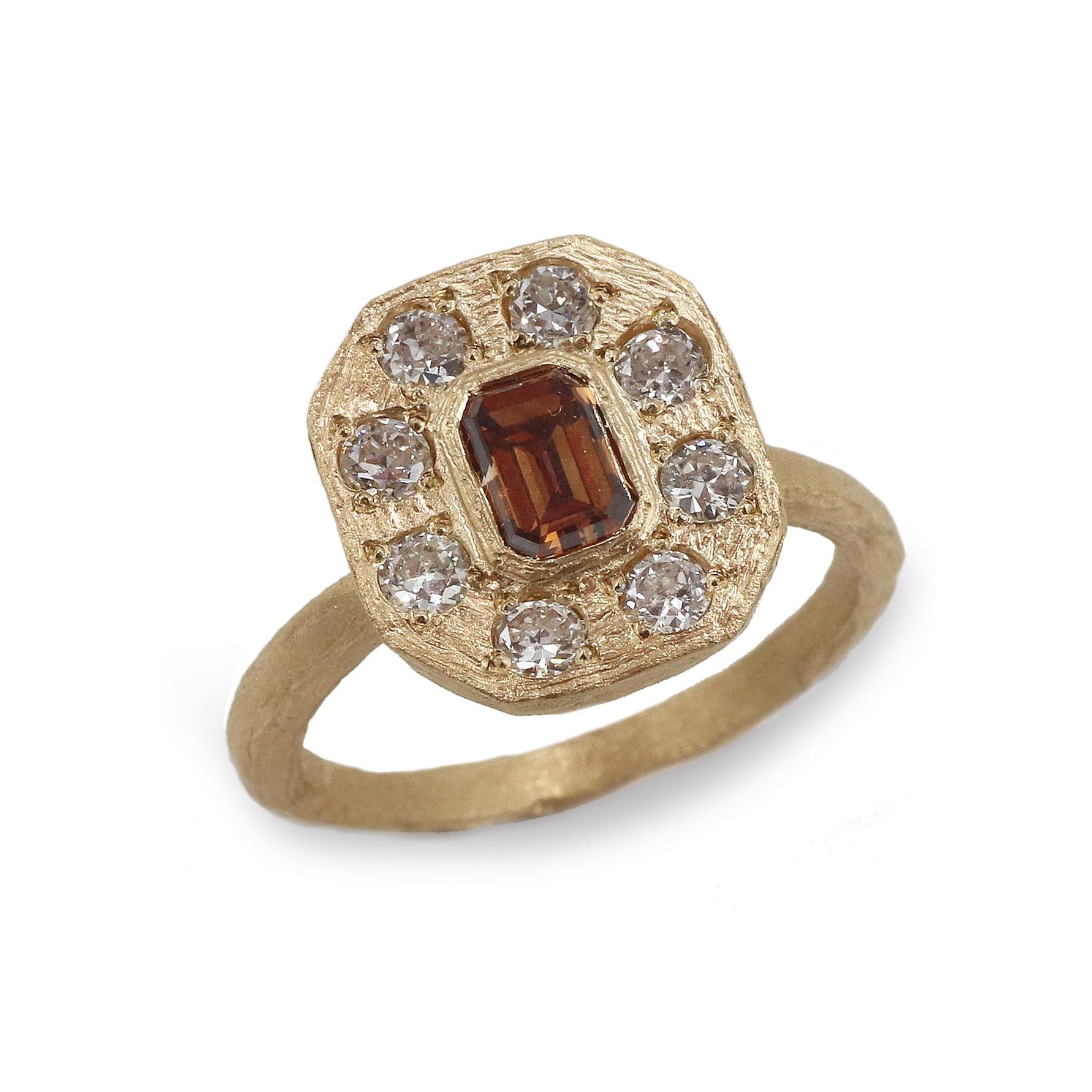Bespoke - 14ct Yellow Gold Ring with Emerald Cut Cognac Diamond