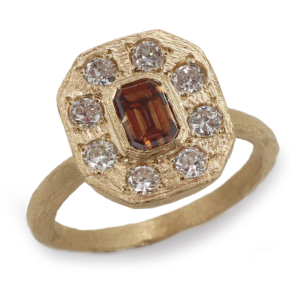 Bespoke - 14ct Yellow Gold Ring with Emerald Cut Cognac Diamond