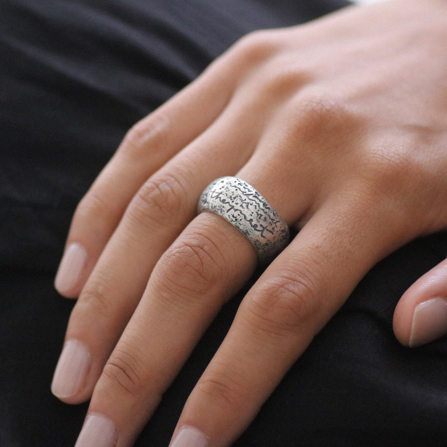 Reflect Chunky Silver Etched Ring