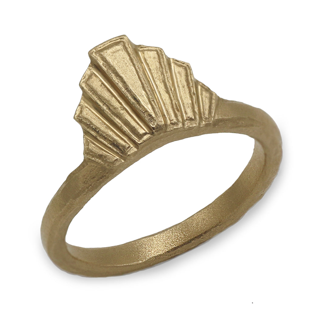 SOLD - Collaboration 18ct Fairtrade Yellow Gold Art Deco Fan Ring