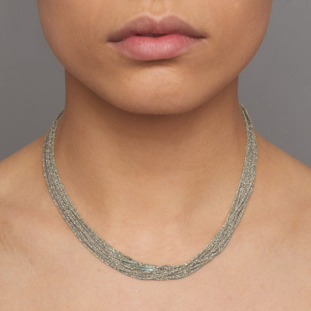 Outlet - Claudia Milic Twisted Collier necklace in Rhodium plated Silver