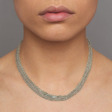 Outlet - Claudia Milic Twisted Collier necklace in Rhodium plated Silver