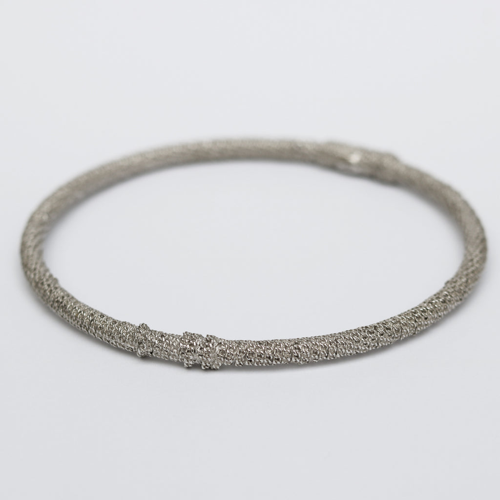 Outlet - Claudia Milic Cord Bangle in Rhodanised Silver