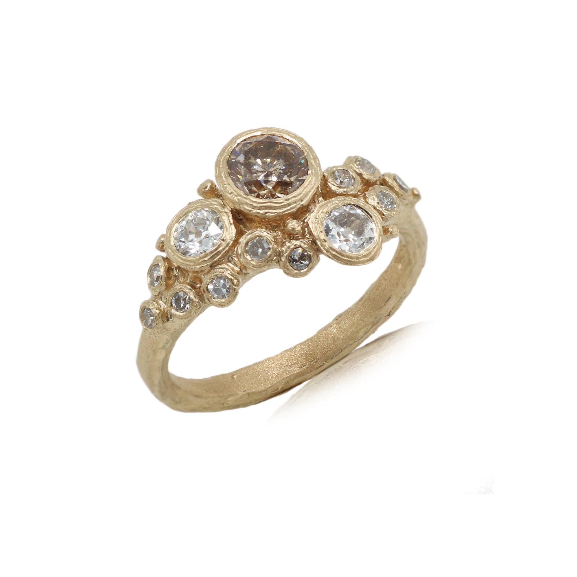 Bespoke - 9ct yellow cluster ring with diamonds
