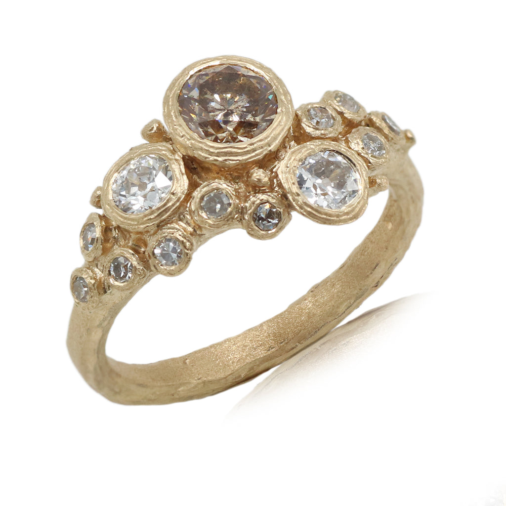 Bespoke - 9ct yellow cluster ring with diamonds
