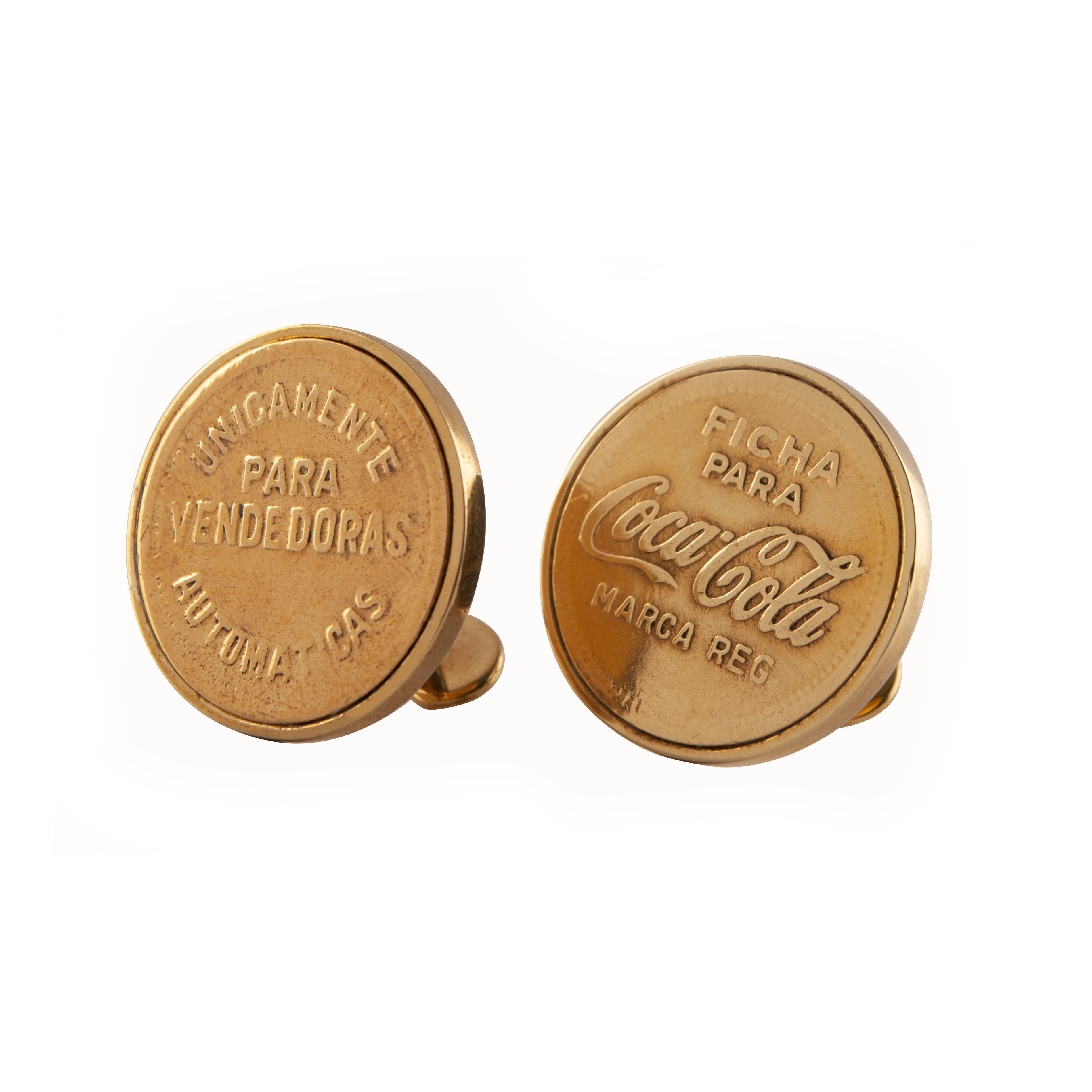 Outlet Alan K Thau Vintage CocaCola token mexico in Brass cufflinks