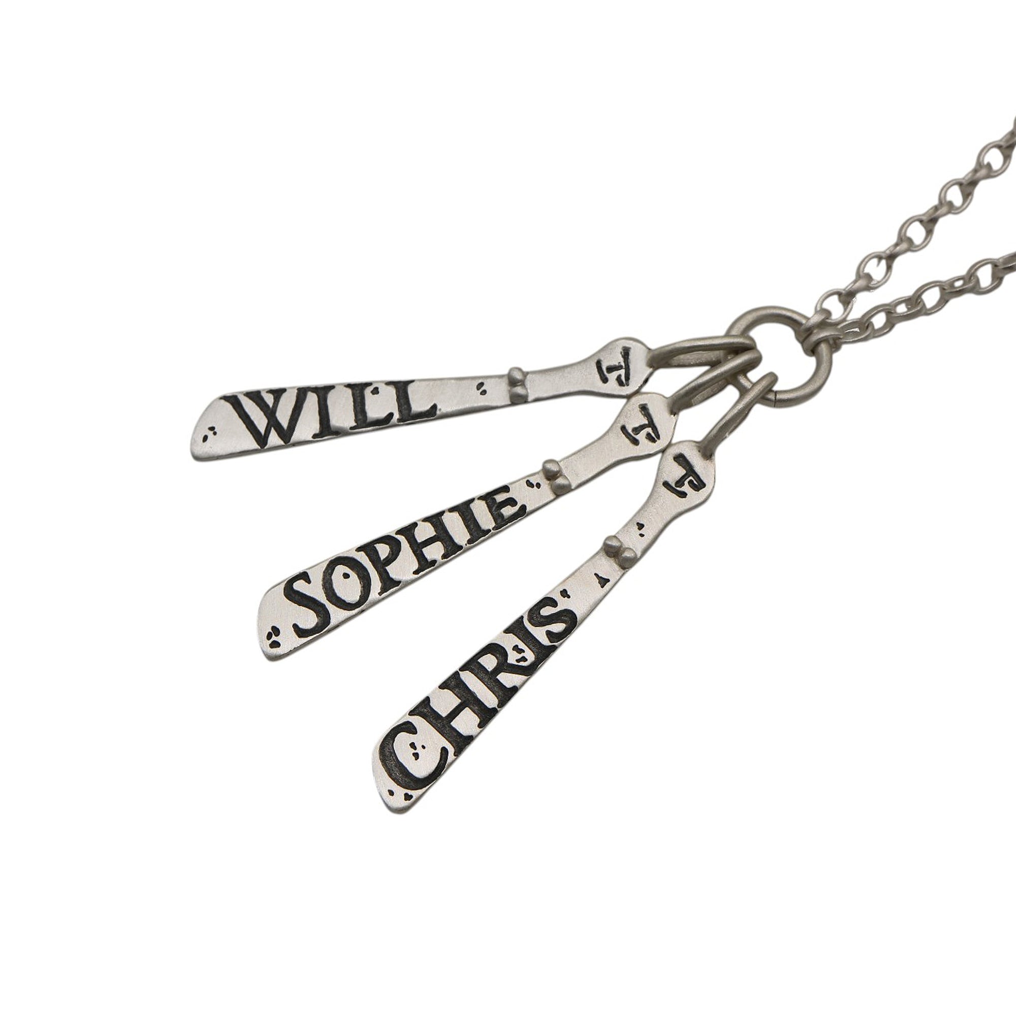 Bespoke - Silver Sibyl Pendant with Oxidised Personalised Words