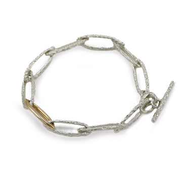 Corallium Silver and 9ct Fairtrade Gold Link Bracelet