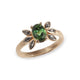 Bespoke 9ct Yellow Gold Ring with a Green Tourmaline and Marquise Diamonds