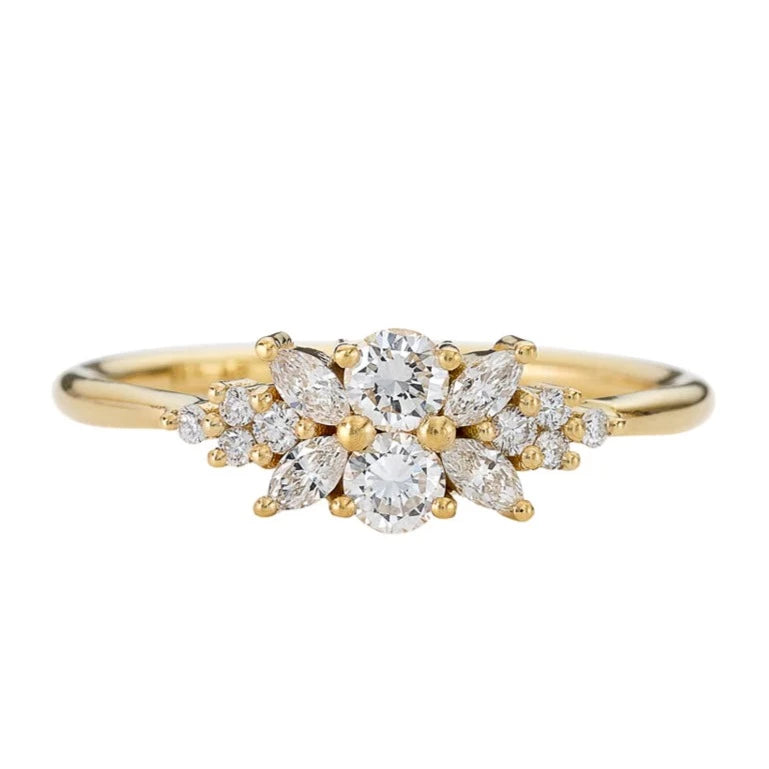 Artëmer 18ct Yellow Gold Small Flora Cluster Diamond Engagement ring