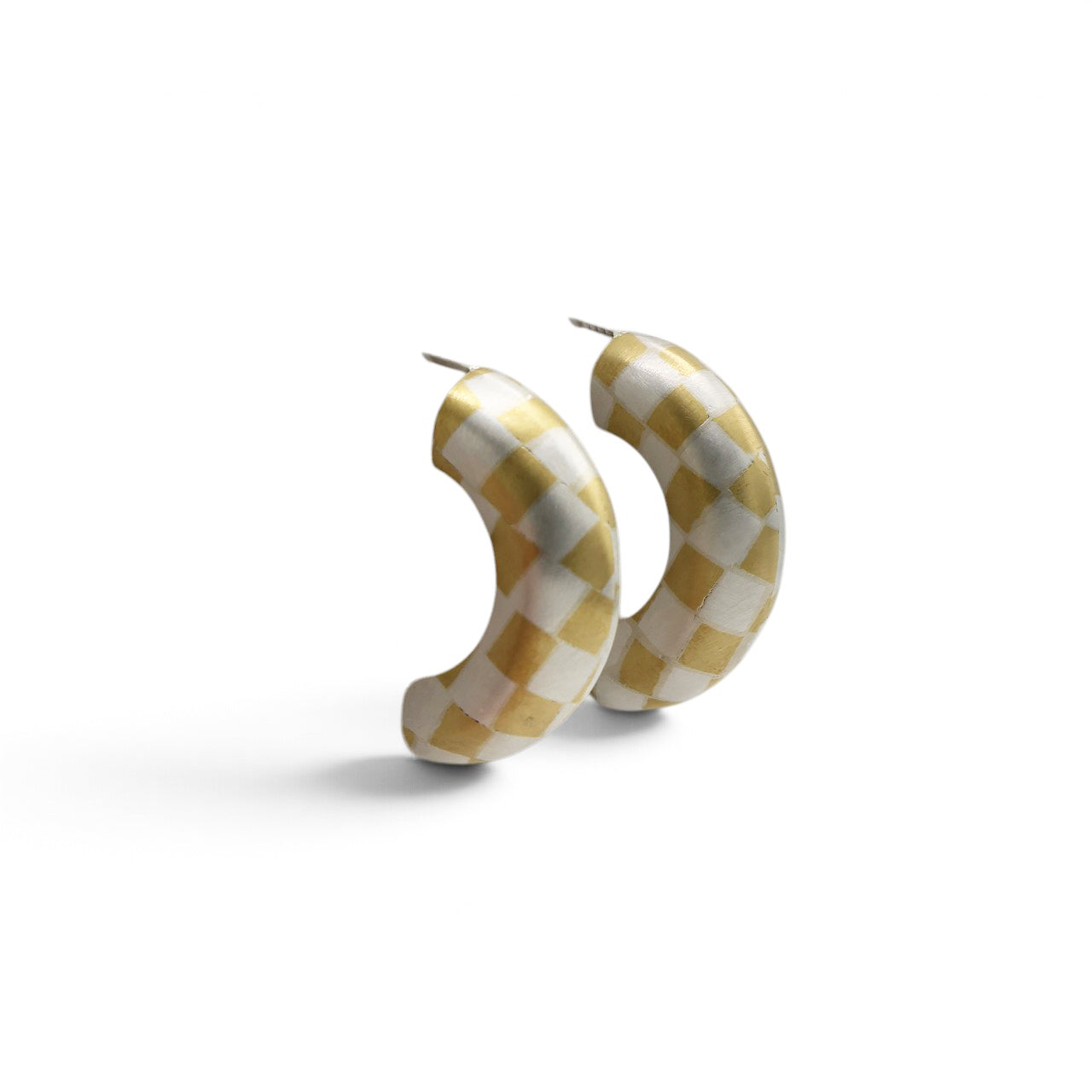 Fleur Parris Check Silver Hoops