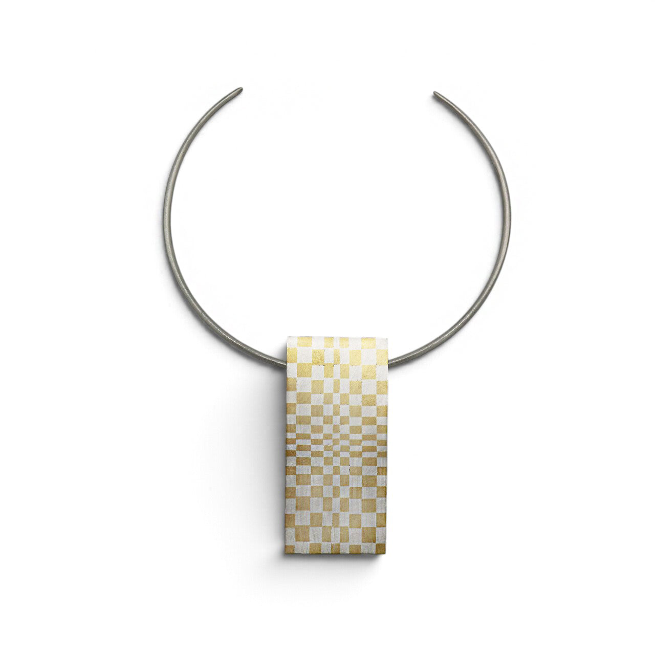 Fleur Parris Silver Check Pattern Torque Necklace