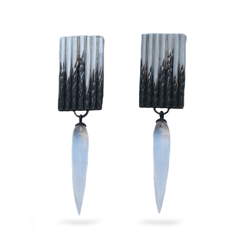 Rebecca Burt Flux Purl Earrings with Clear Quartz
