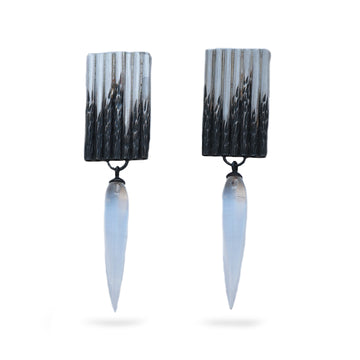 Rebecca Burt Flux Purl Earrings with Clear Quartz